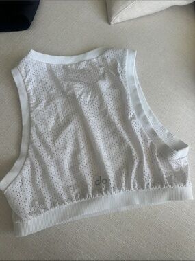 ALO Yoga White Perforated Racerback Tank